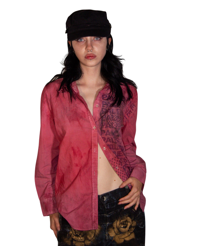 kuffiyeh button down"palestine" text